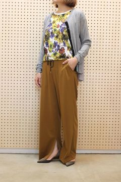ハイテンションストレートワイドパンツ ブラウン