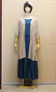 5分袖ガウンカーディガン ベージュ