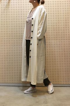 異素材切替えカーディガン オフホワイト