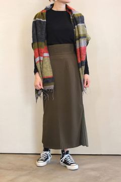裾プリーツナロースカート カーキ