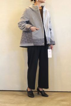 モッサxキルティングショートフードブルゾン グレー