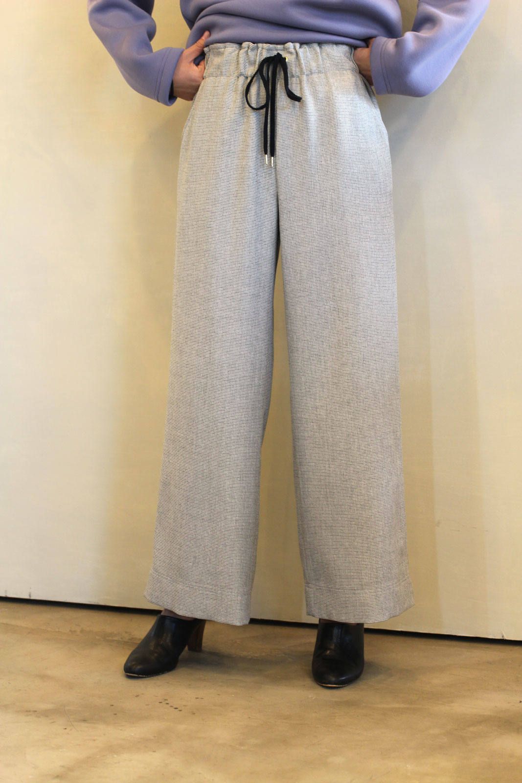 メランジピンヘッドワイドパンツ ライトグレー