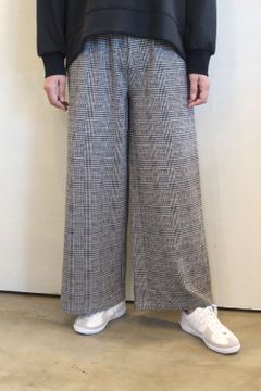 ウールライクチェックワイドパンツ ブラウン