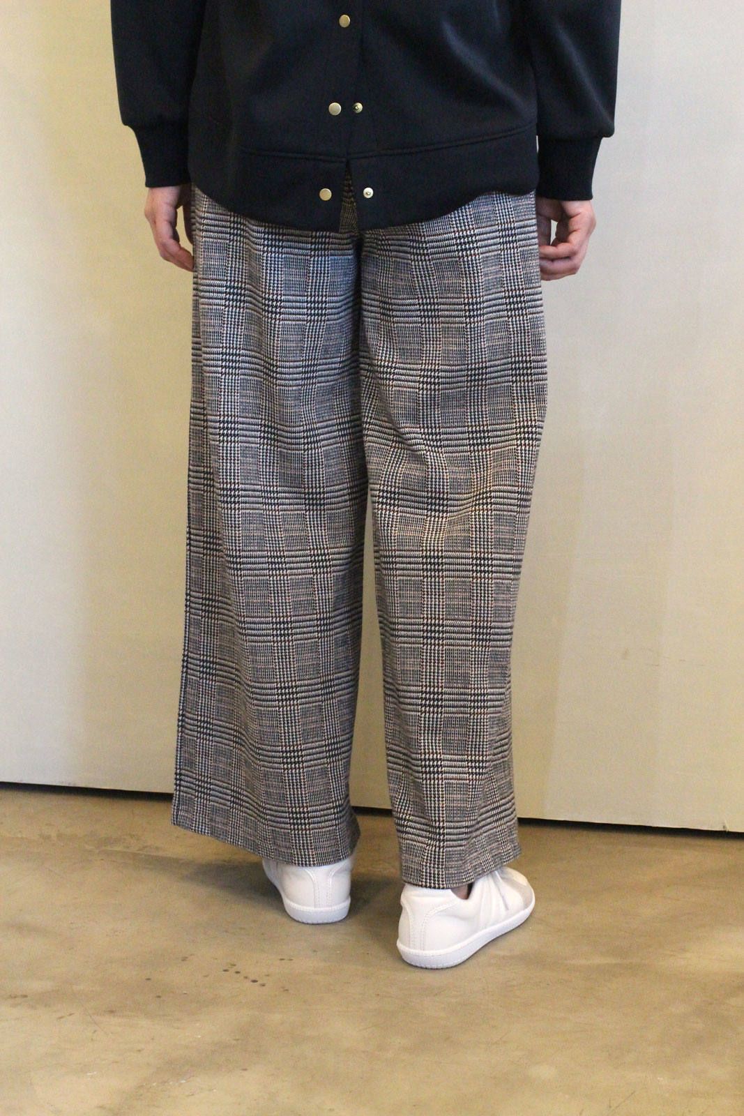 ウールライクチェックワイドパンツ グレー