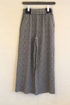 ウールライクチェックワイドパンツ グレー