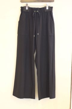 ハイテンションストレッチ裏起毛ワイドパンツ ブラック