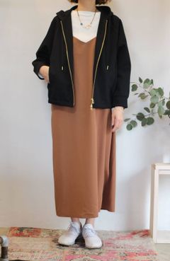 バックフリルWジップパーカー ブラック