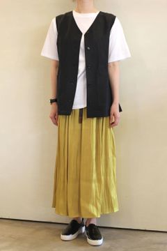 メタリックワッシャーマキシスカート イエロー