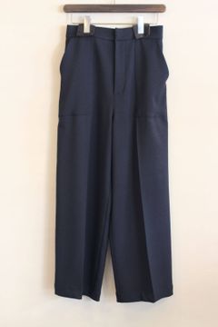 バックリボンセンタープレスワイドパンツ ブラック
