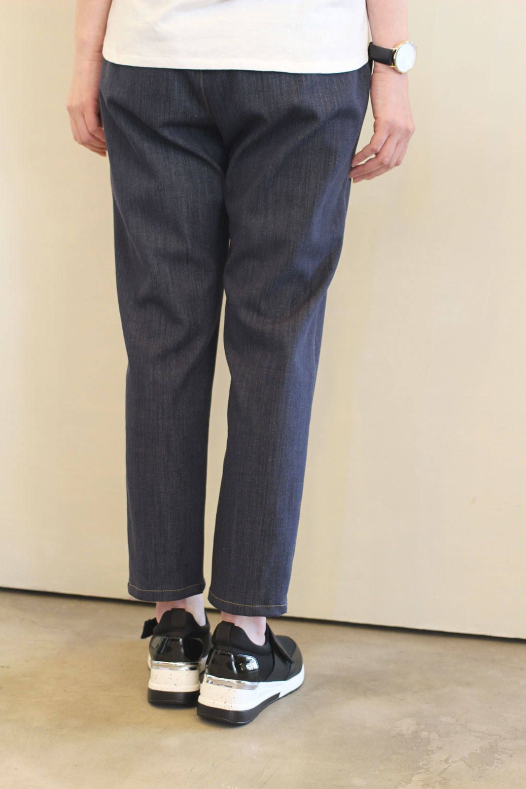 テンセルストレッチデニムテーパードパンツ インディゴ