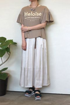フォントプリントフリル袖Tシャツ ベージュ