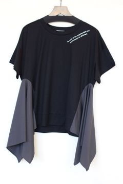 異素材切り替え変形Tシャツ ブラック