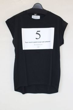 フレンチスリーブプリントTシャツ ブラック