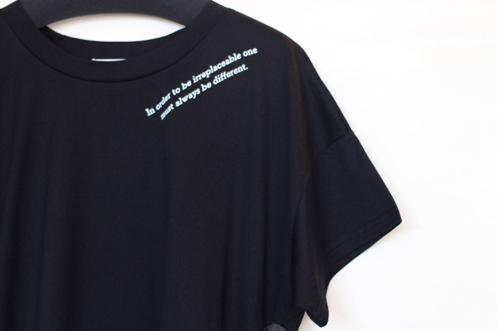 異素材切り替え変形Tシャツ ブラック