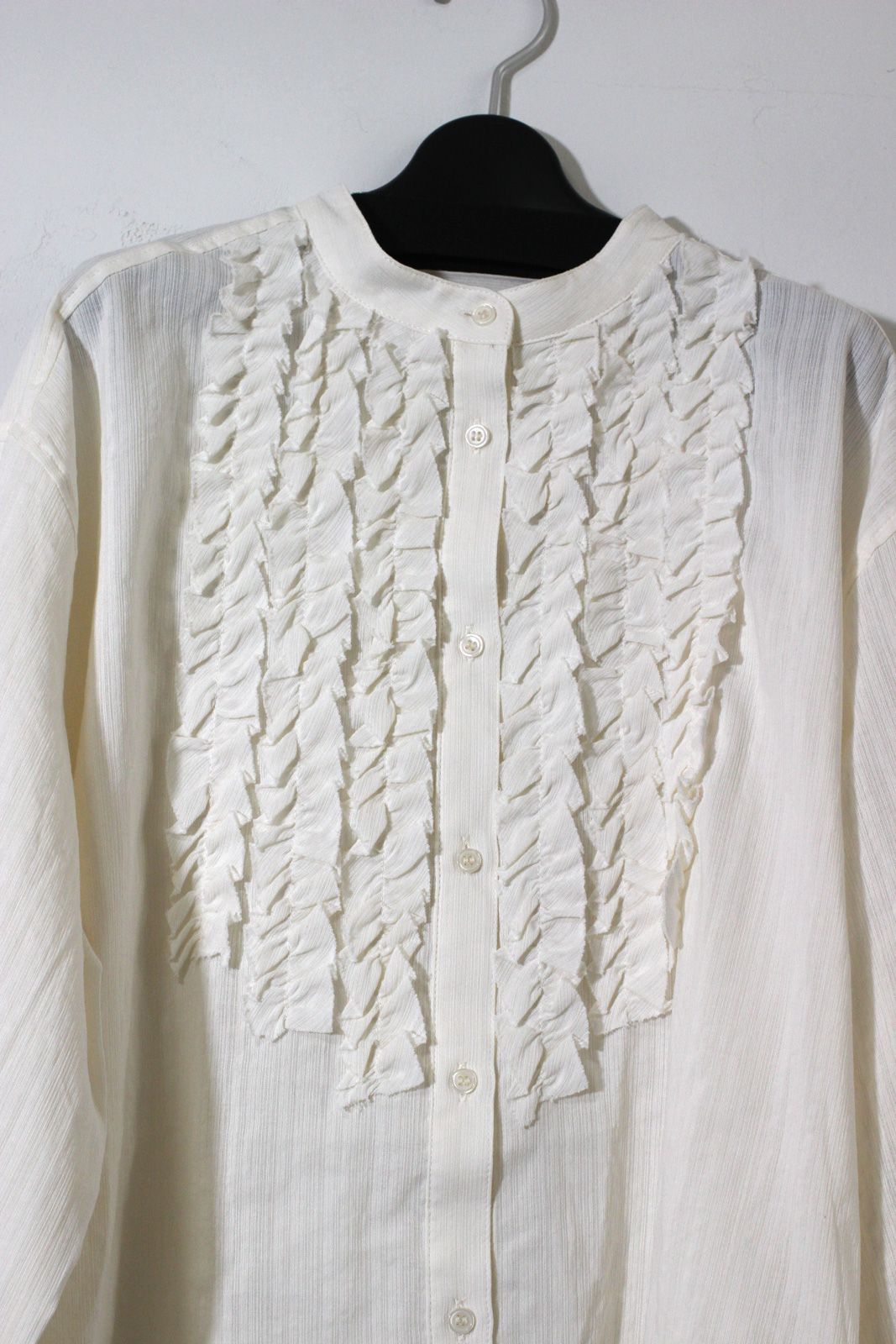 スラブ/デニム フリルシャツ オフホワイト