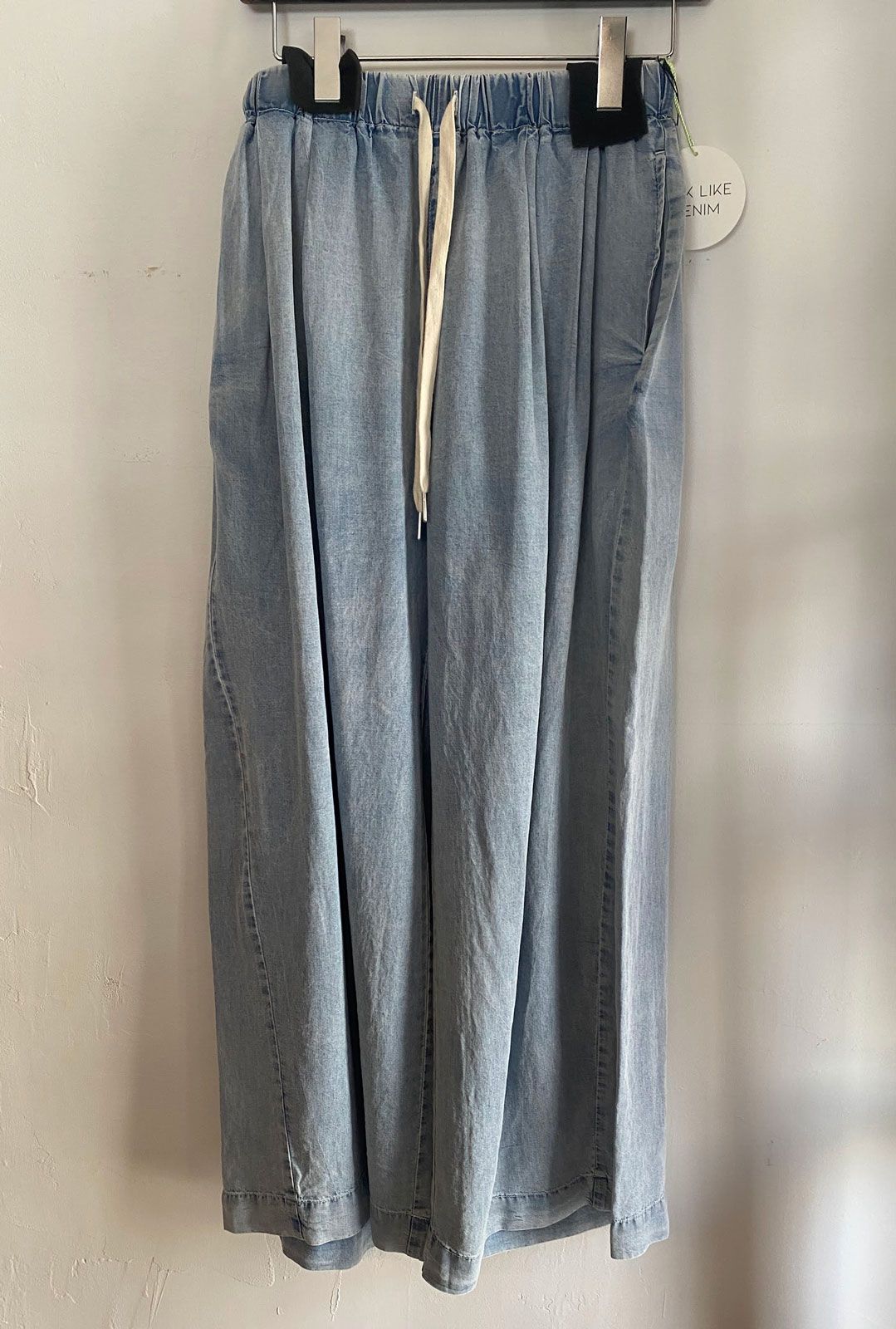 テンセルデニムワイドパンツ ライトインディゴブルー