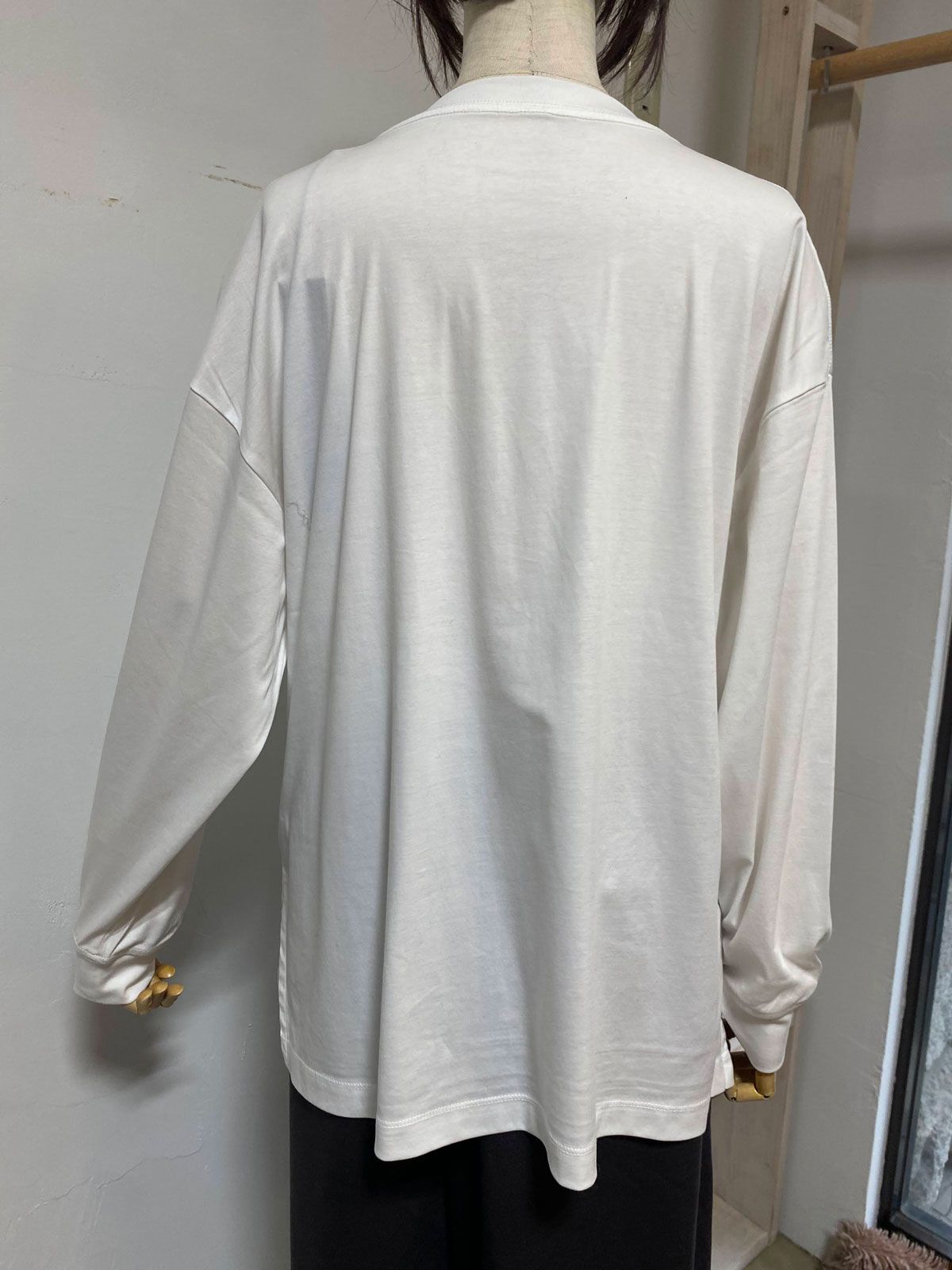 コンパクトスムース箔プリント ロングTシャツ white