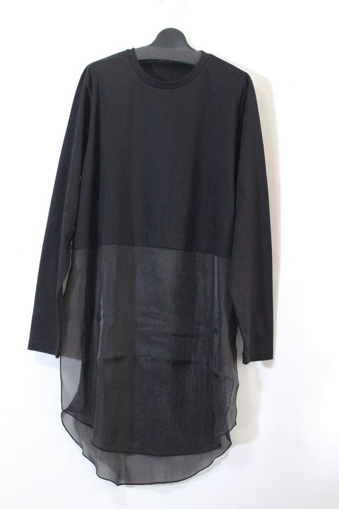 オーガンジードッキングトップス ブラック