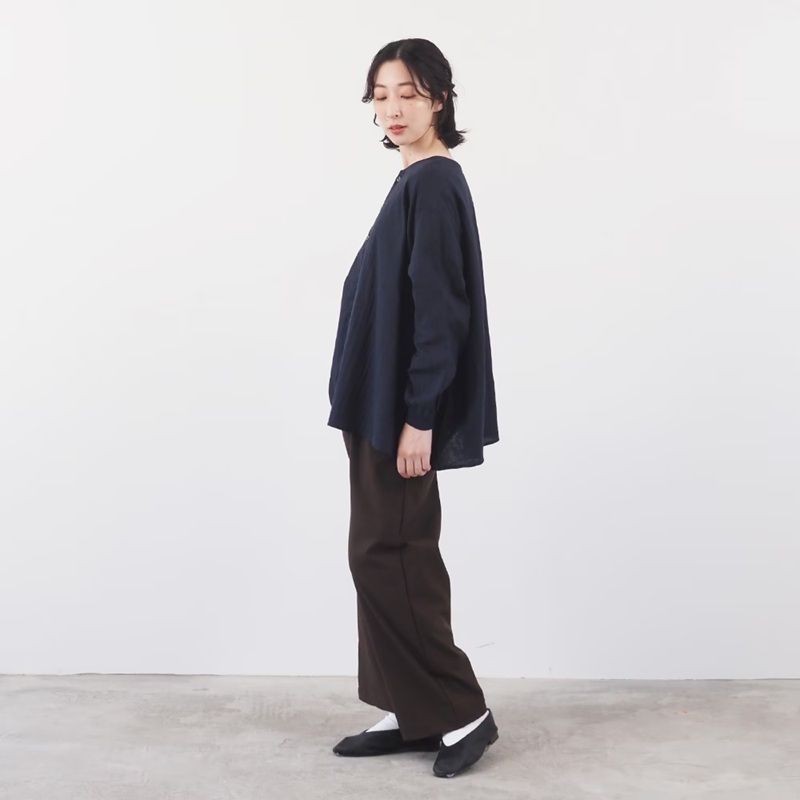 ダブルガーゼワイドフレアブラウス 2WAY ベージュ