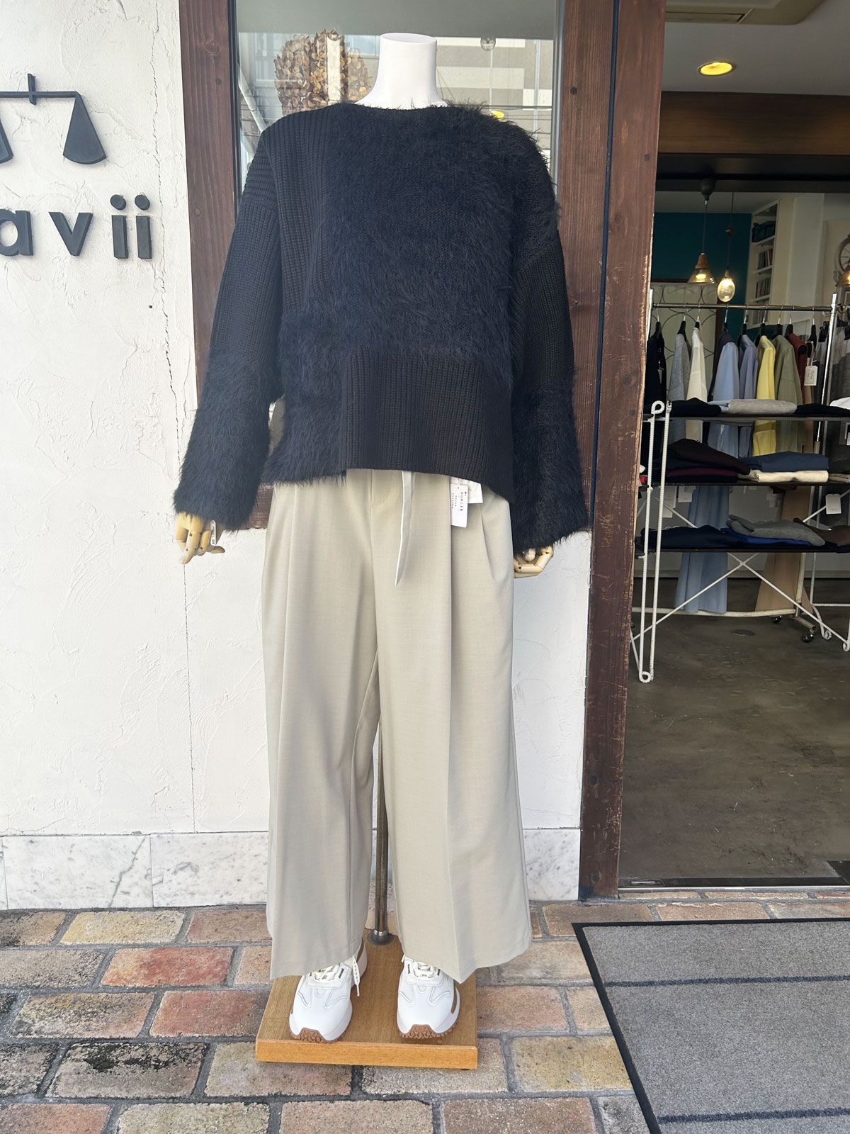 [9855-302JR] 編地MIXニットPO ブラック