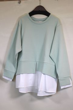 レイヤード風アシメプルオーバー グリーン