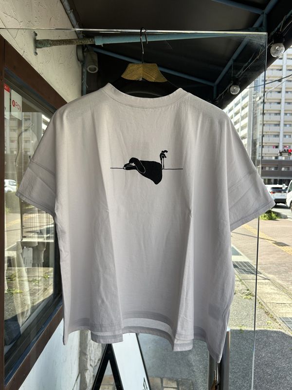 ナチュラルソフト天竺くつろぎちゃんプリントシャツ グレーブラック