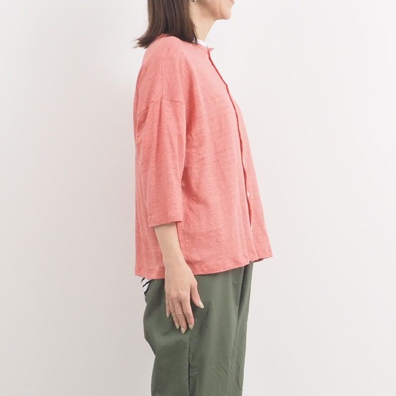 リバイバルリネンワイドカーディガン ストーンベージュ