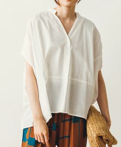 スキッパー開きブラウス オフホワイト