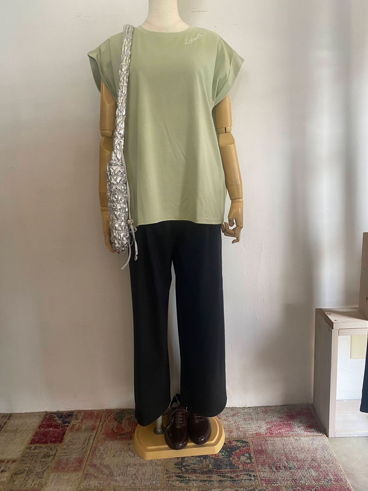 刺繍ロゴ入りカットT ミントグリーン