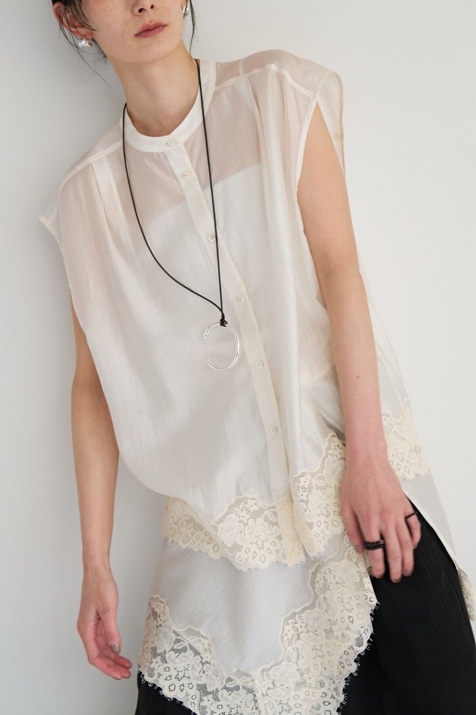 [1563-685NH] レースシアーフレンチBL ブラック