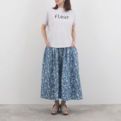 ラスティック天竺FleurプリントT ライトグレー