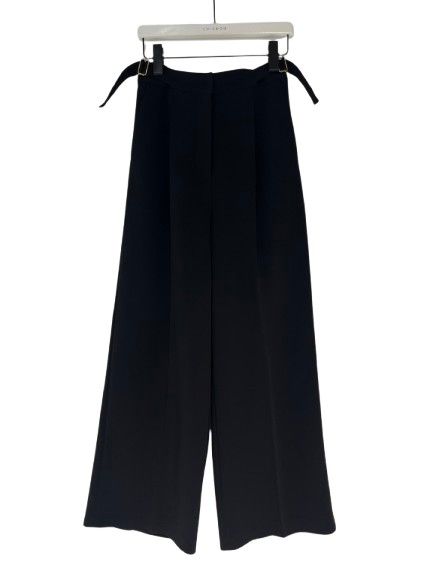 [3856-445MK] ベルト付きワイドパンツ ブラック