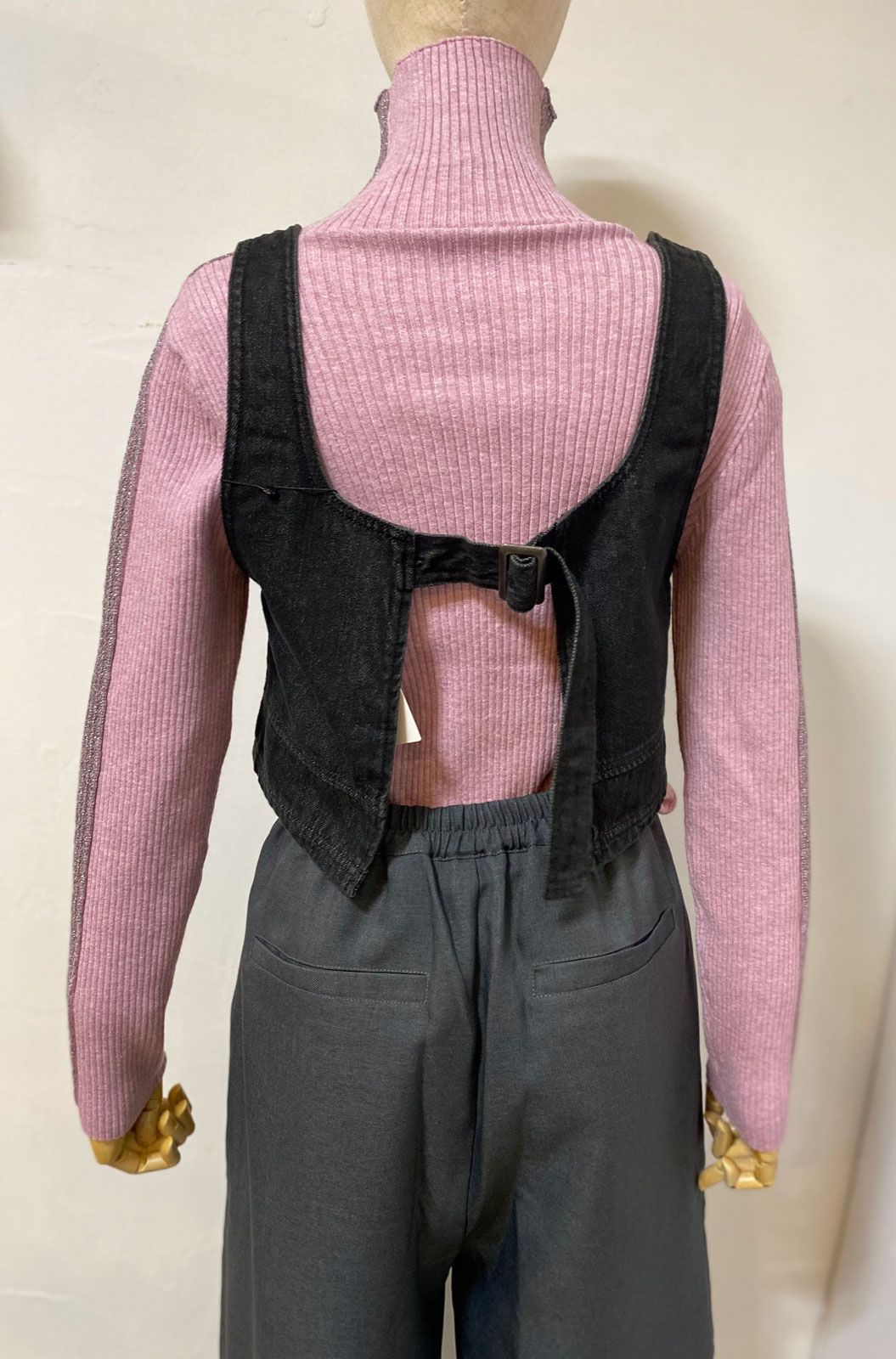 スラブデニム ビスチェ ブラック