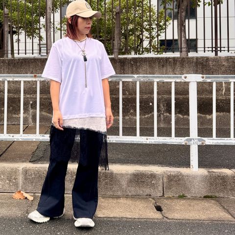 レースレイヤードtee ホワイト