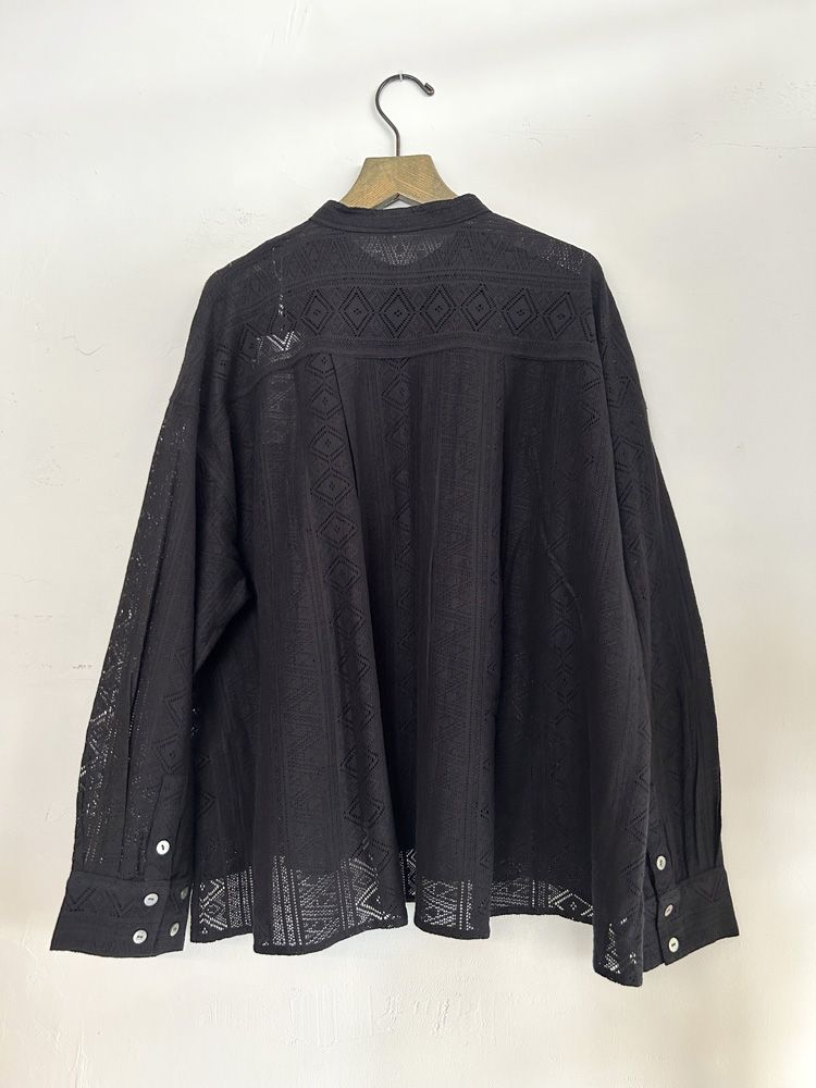 レース長袖シャツ ブラック
