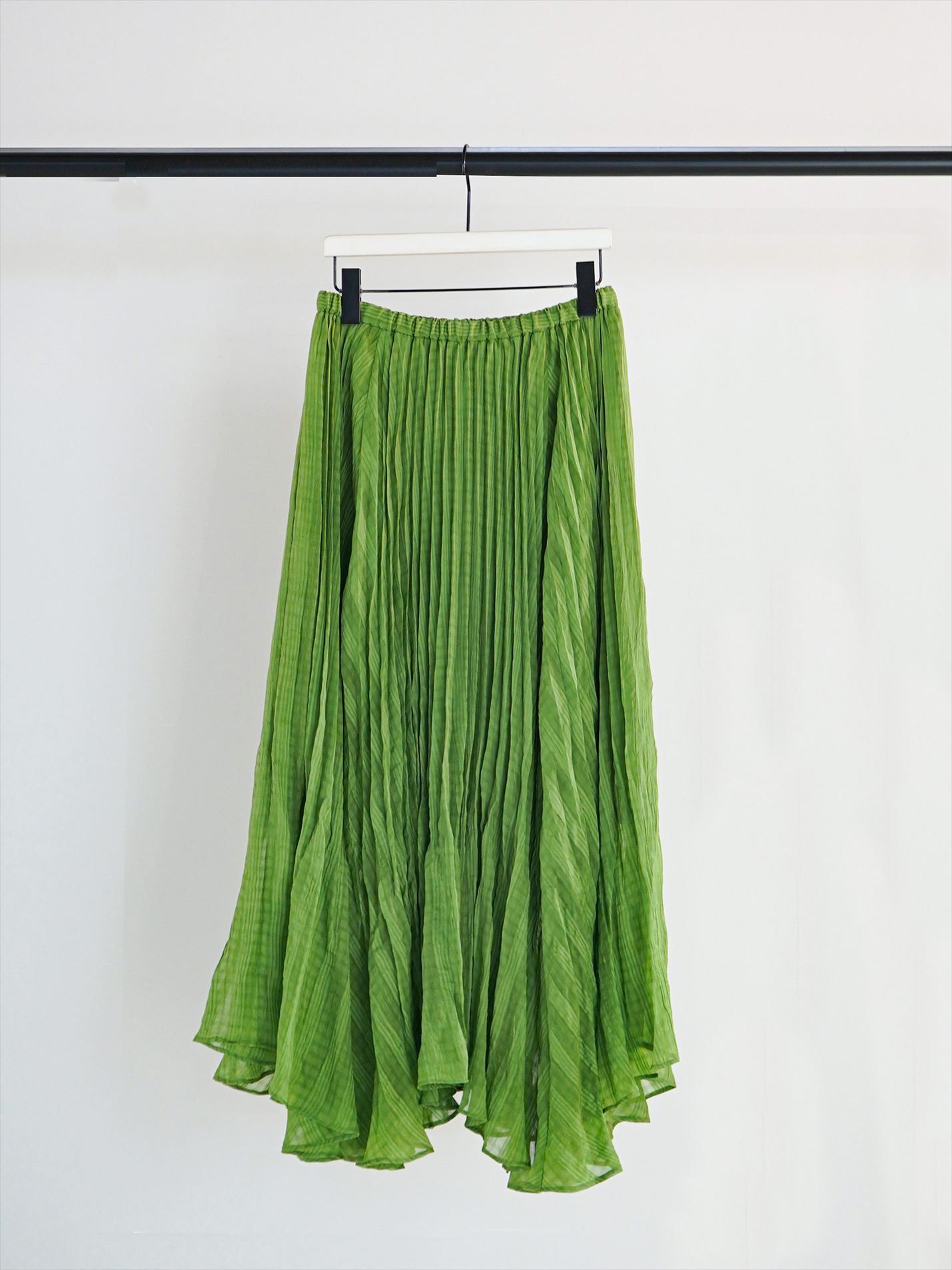 [2961-029MK] シアーチェックプリーツSK グリーン