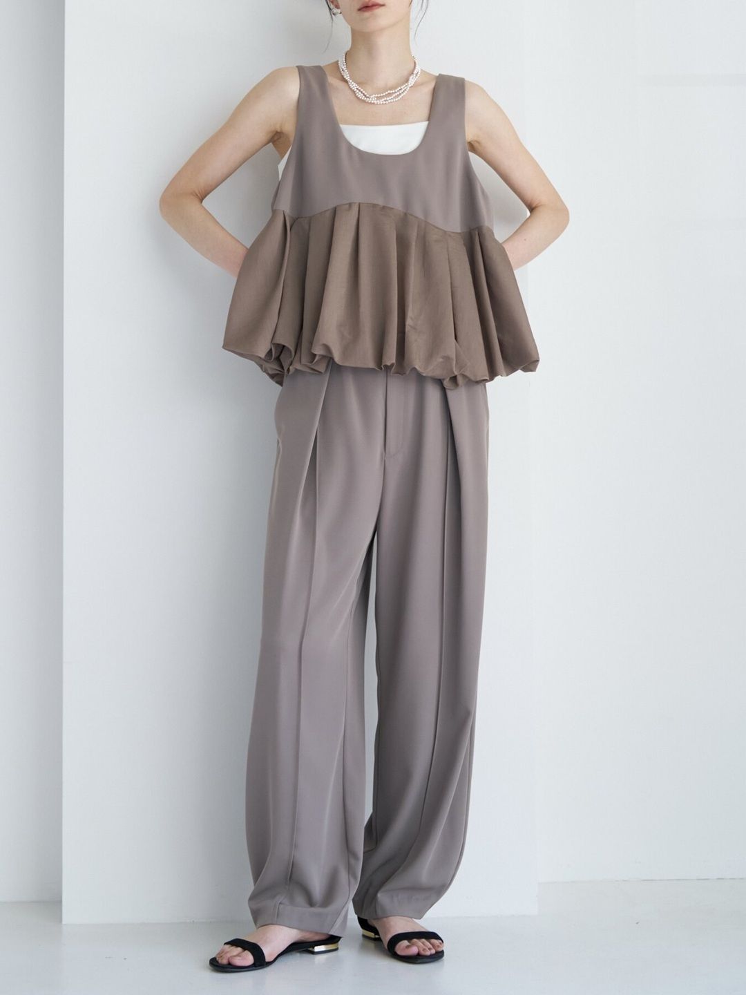 [1263-624MK] 2WAYバルーンビスチェ モカ