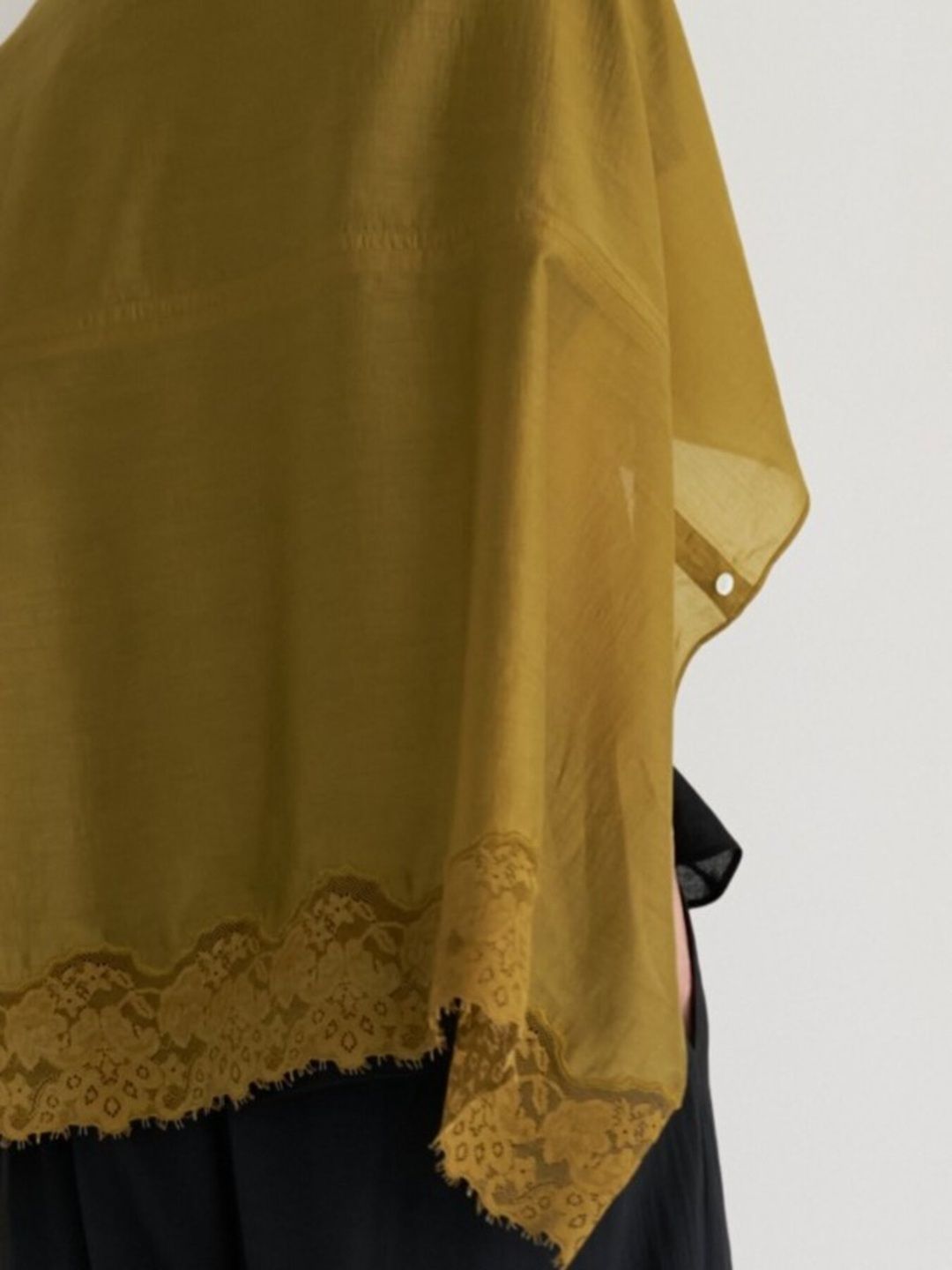 [0563-686NH] レースマルチWAYスカーフ ライトカーキ