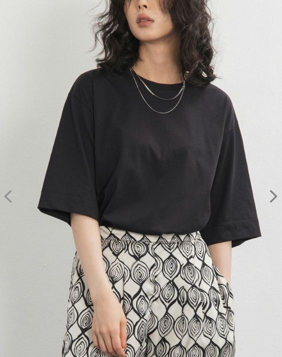 5分袖Tシャツ 黒曜石