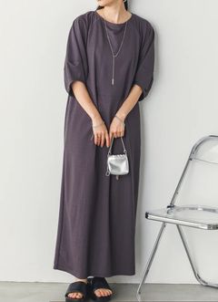 コクーンスリーブワンピース チャコール