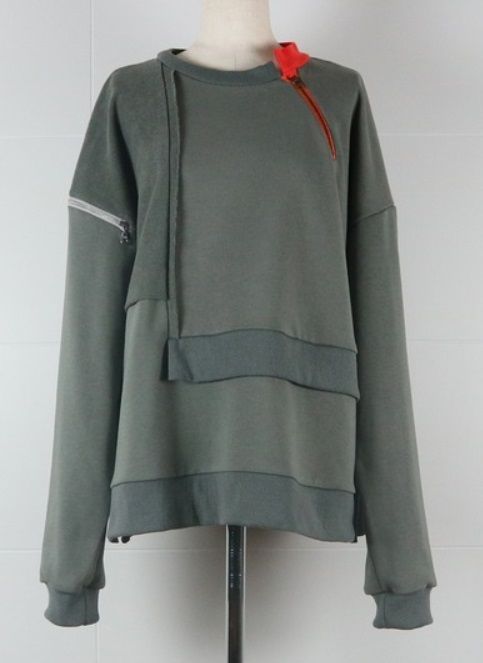 ジップカッティングプルオーバー チャコールグレー
