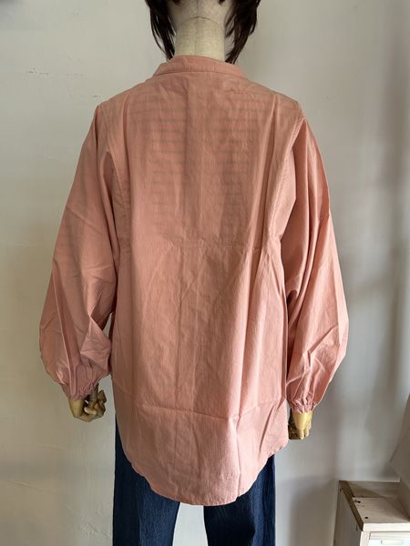 近江晒50sブロード袖ボリュームシャツ ピンク