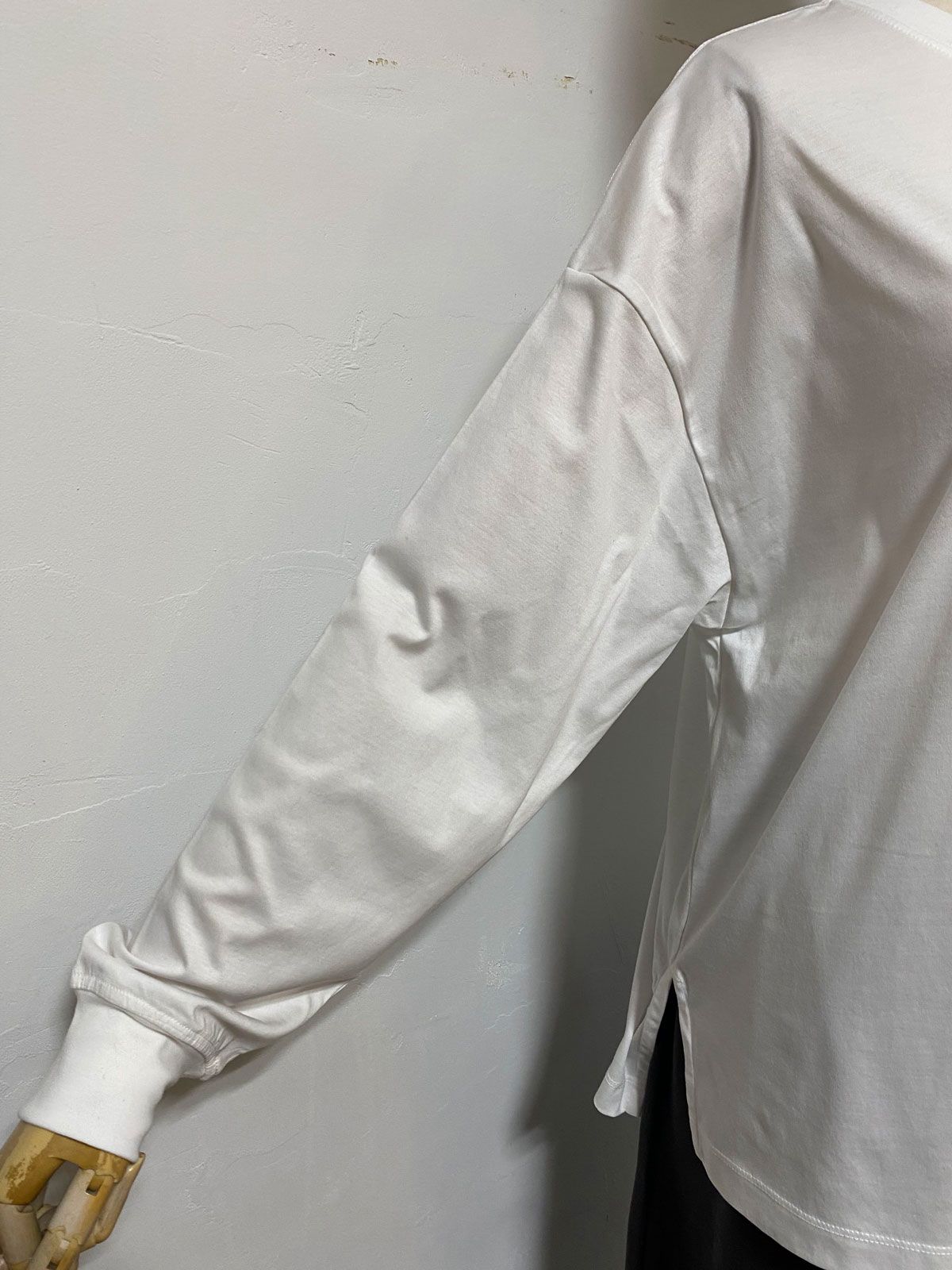 コンパクトスムース箔プリント ロングTシャツ white