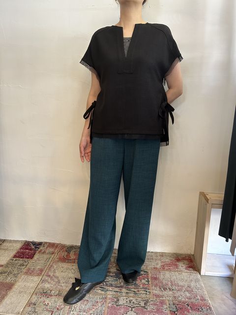 Reflaxキャンバスセミワイドパンツ ダークグリーン