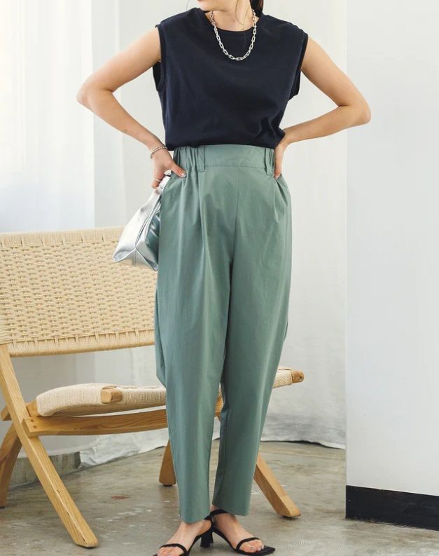 【新色追加】接触冷感テーパードパンツ セージグリーン