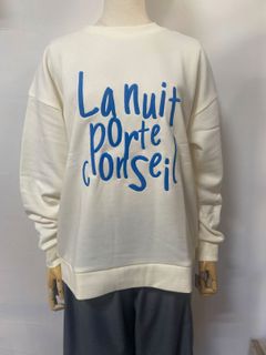 TC裏毛刺繍入りプルオーバー ホワイト