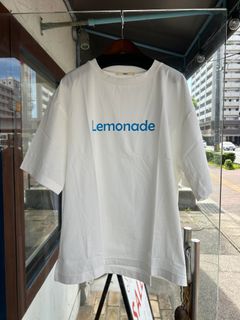 ラスティック天竺LemonadeプリントT オフxブルー