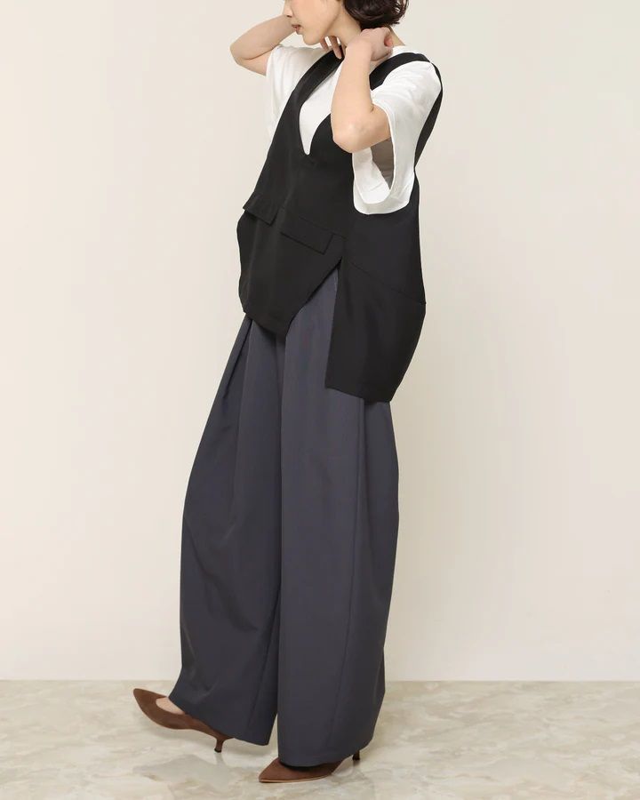 タックカーブパンツ キャメル