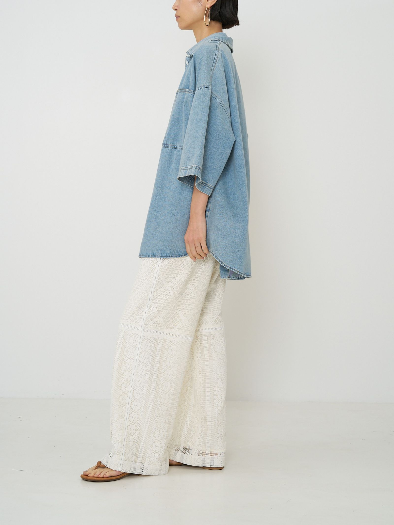 [4861-041BT] ハーフスリーブデニムJK ライトブルー