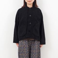 もこもこプードルパイル ラグランジャケット ブラック